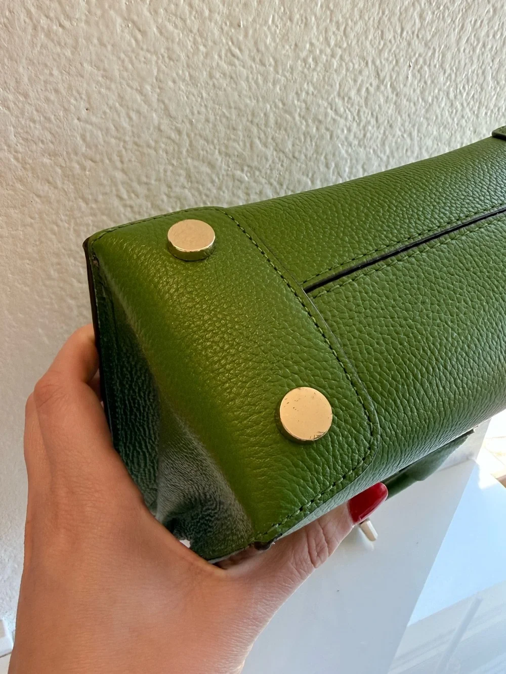 Michael Kors Mercer Medium Pebbled Leather Green Crossbody Hand Bag Purse